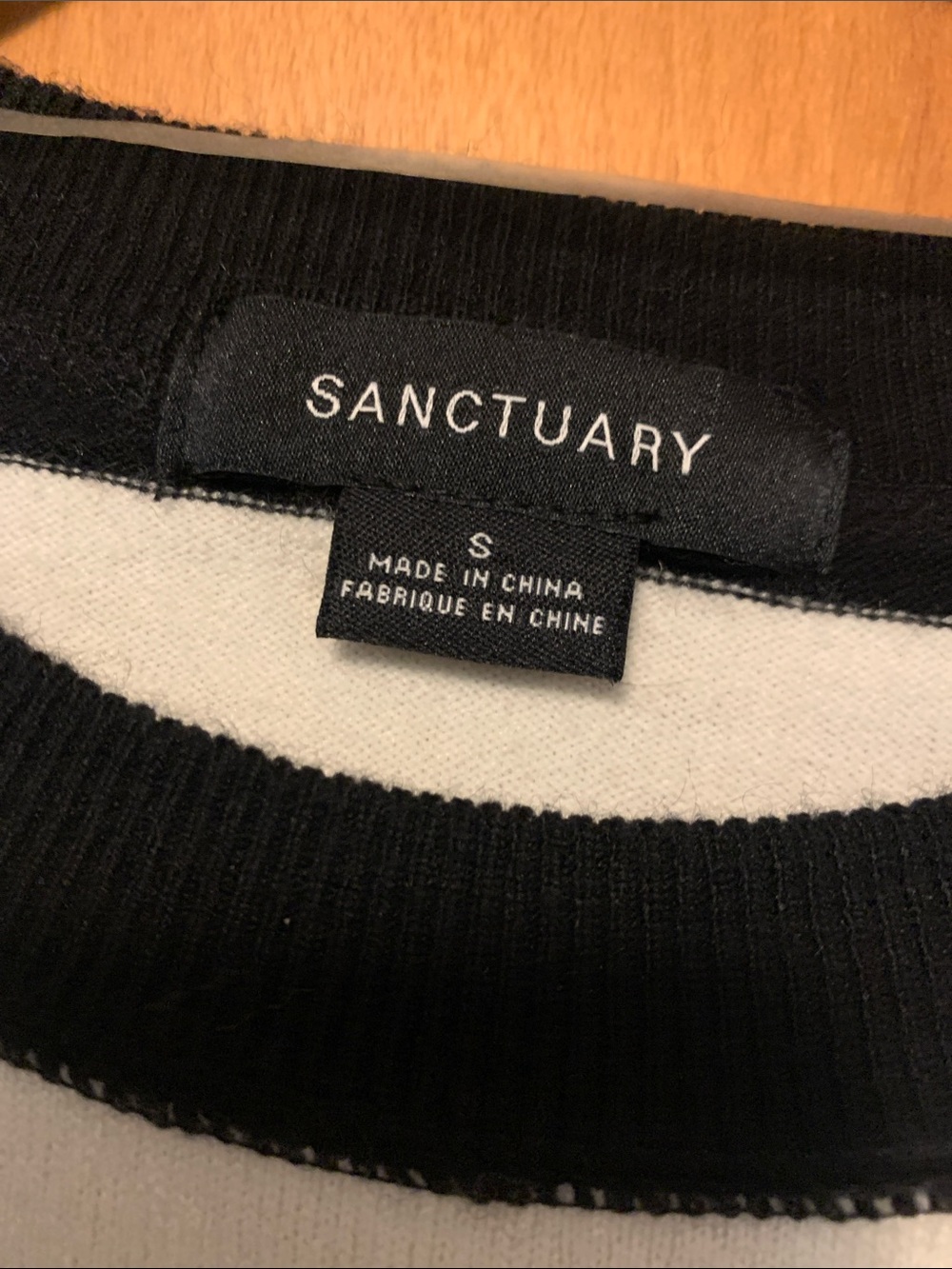 Sanctuary Black & White 'MERCI' Striped Crewneck Sweater